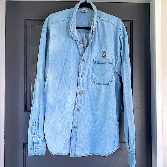 Pillsbury doughboy denim button down shirt - Picture 1 of 3